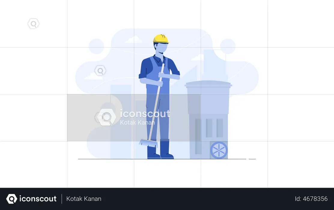 Worker cleaning garbage  Illustration