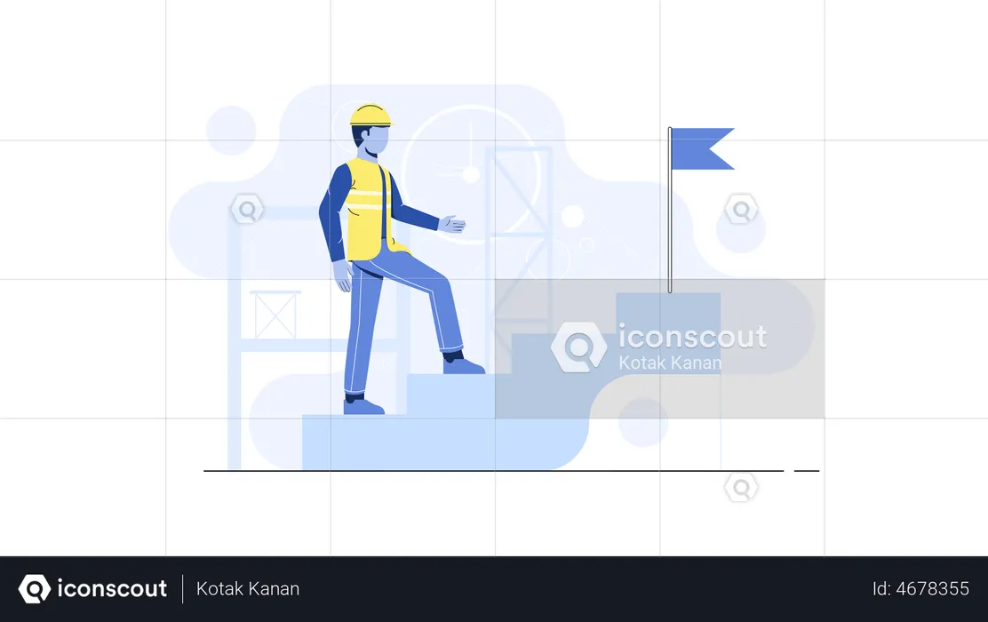 Worker climbing stairs  Illustration