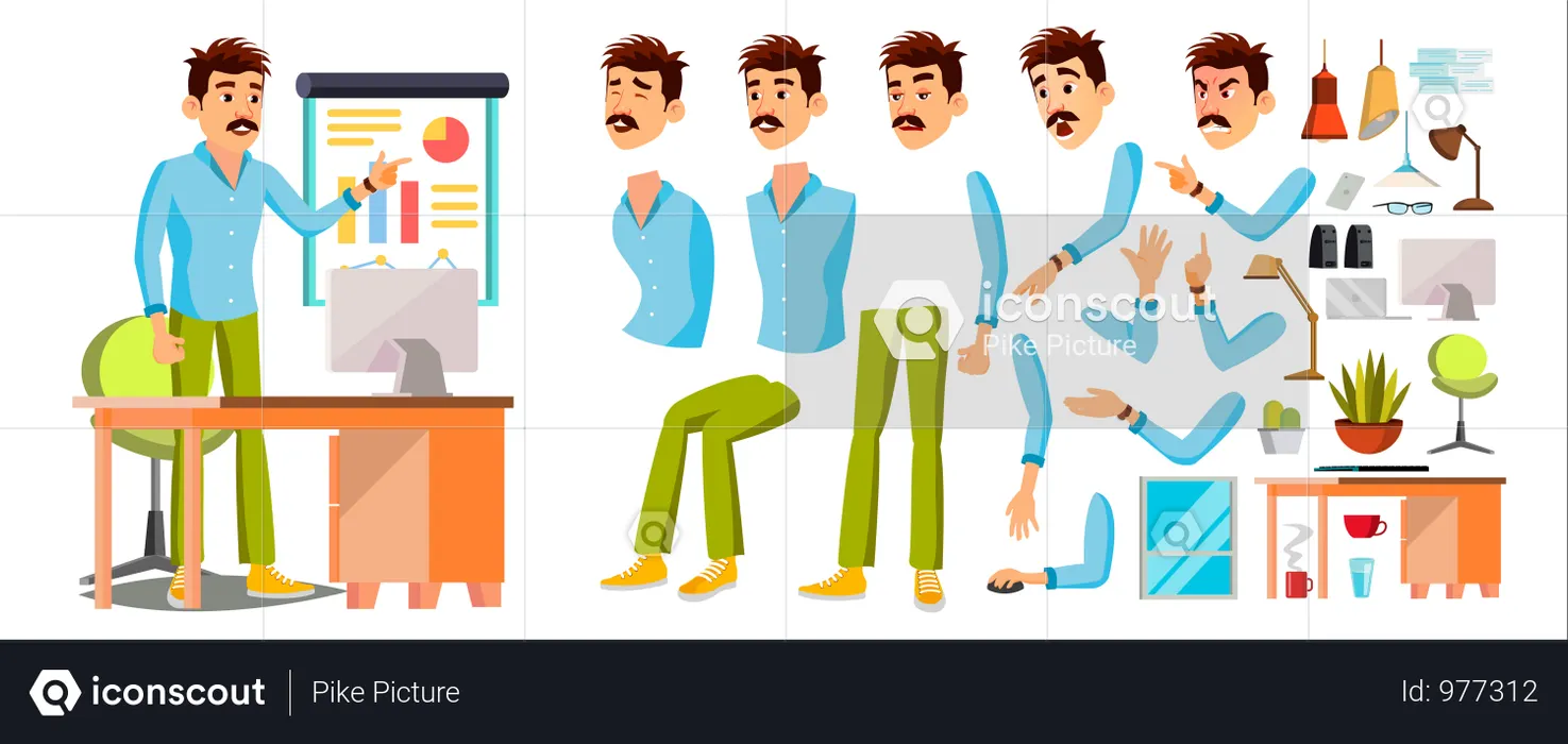 Worker Different Body Parts Used In Animation  Illustration