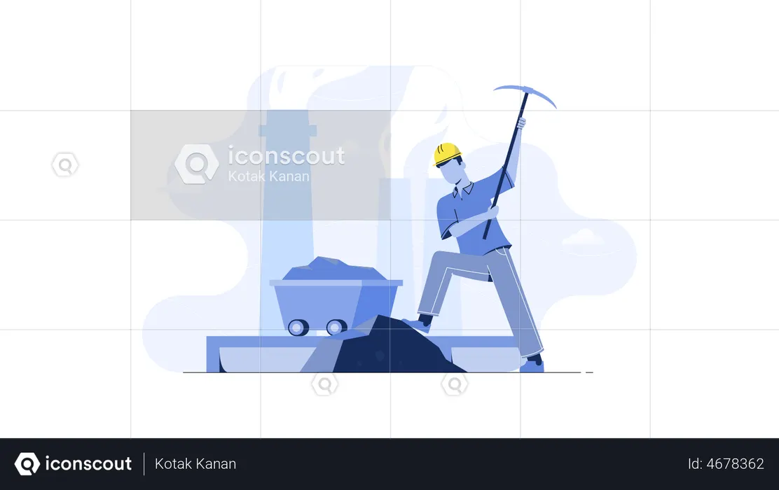 Worker digging with help of digging tool  Illustration