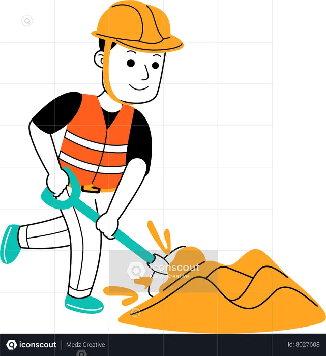 Worker doing work at construction site  Illustration