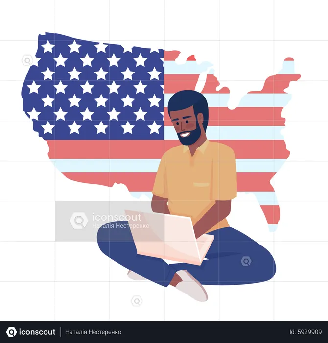 Worker from USA  Illustration