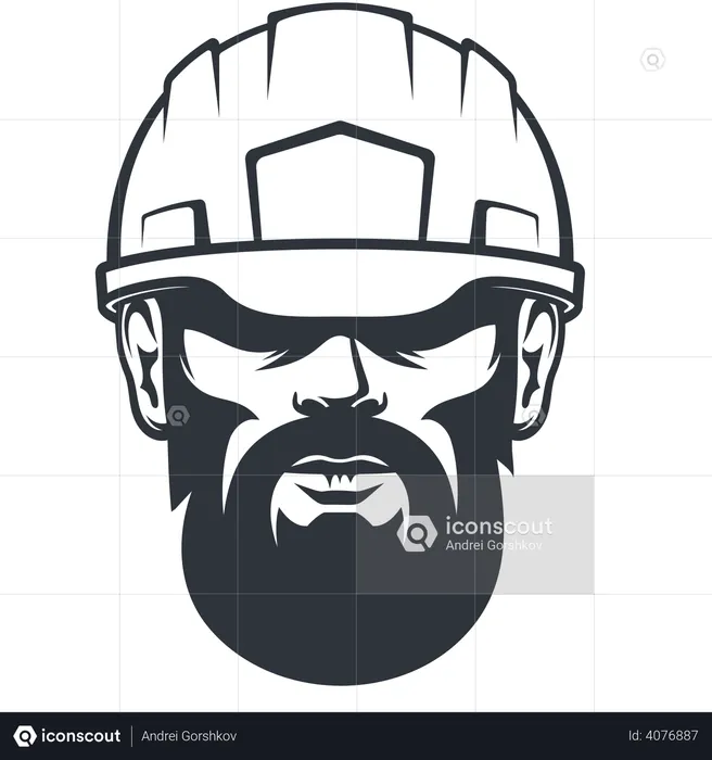Worker head in helmet  Illustration
