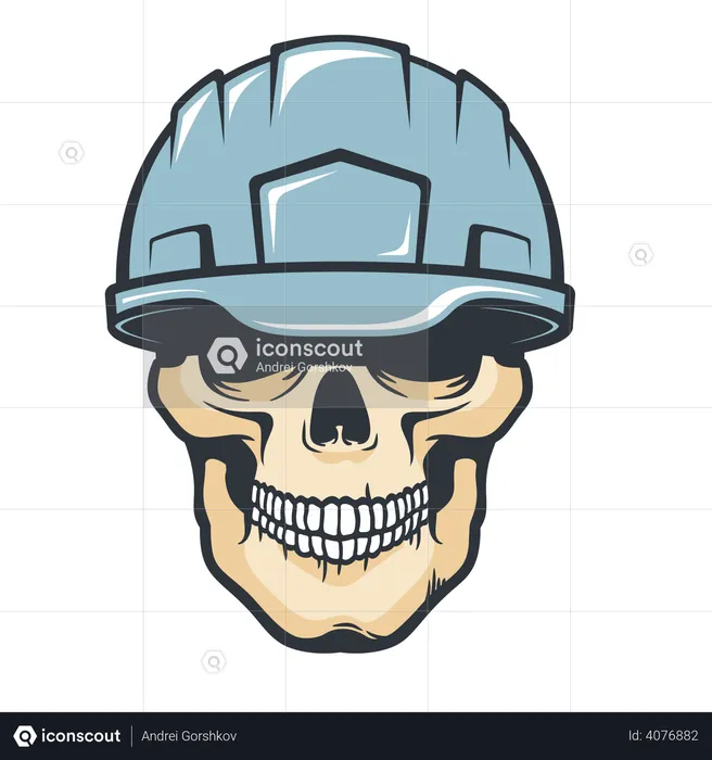 Worker head skull in helmet  Illustration