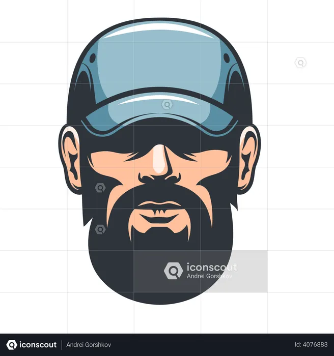 Worker head with cap  Illustration