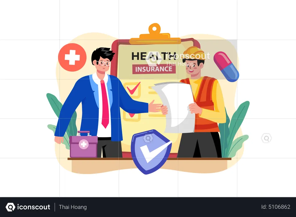 Worker Health Insurance  Illustration