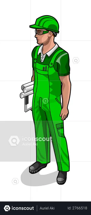 Worker holding fitting tool  Illustration