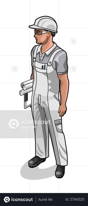 Worker holding fitting tool  Illustration