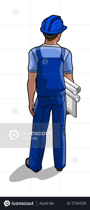 Worker holding fitting tool  Illustration