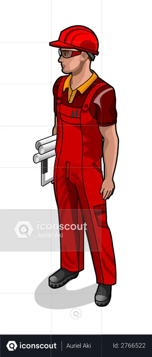 Worker holding fitting tool  Illustration