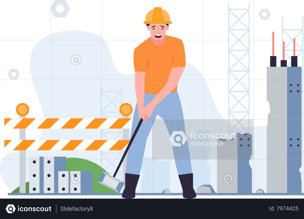 Worker Holding Hammer  Illustration