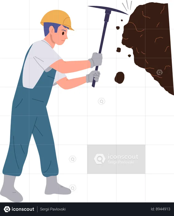 Worker is doing coal extraction  Illustration