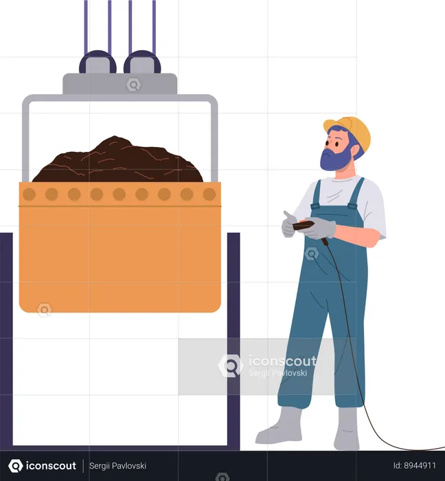 Worker is doing coal quarrying  Illustration