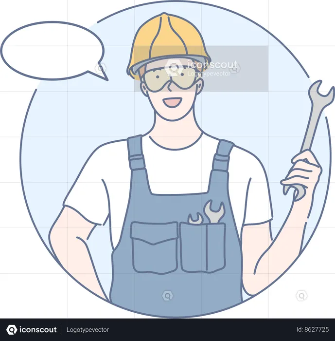 Worker is holding screwdriver  Illustration