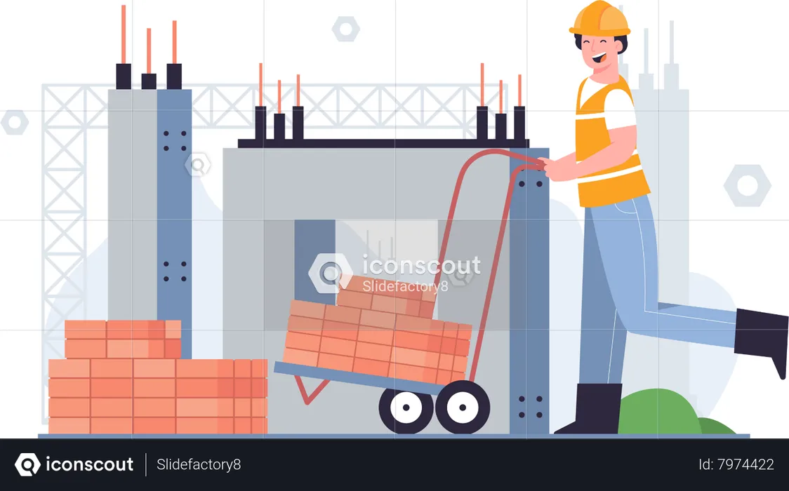 Worker Laying Bricks  Illustration