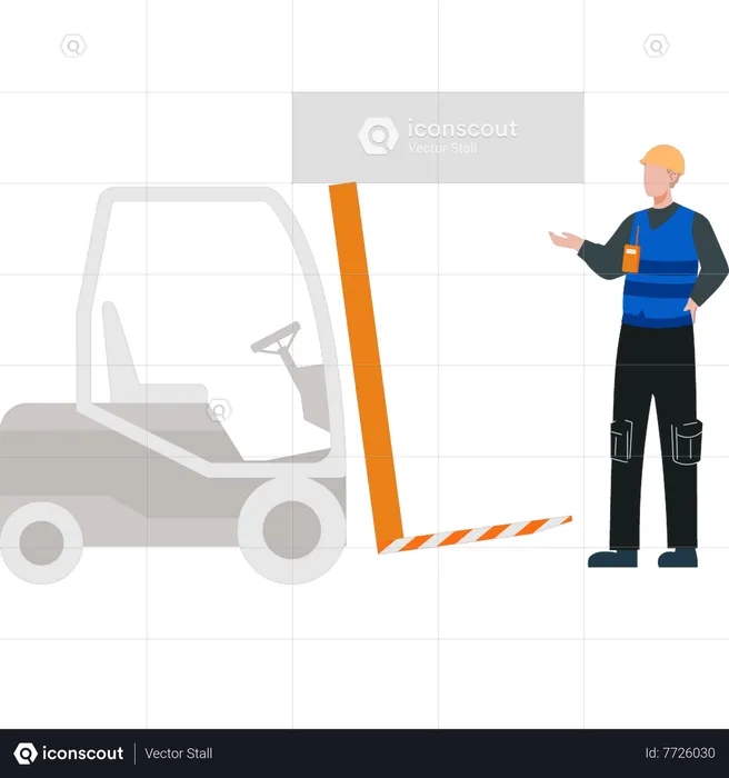 Worker looking at lifter  Illustration