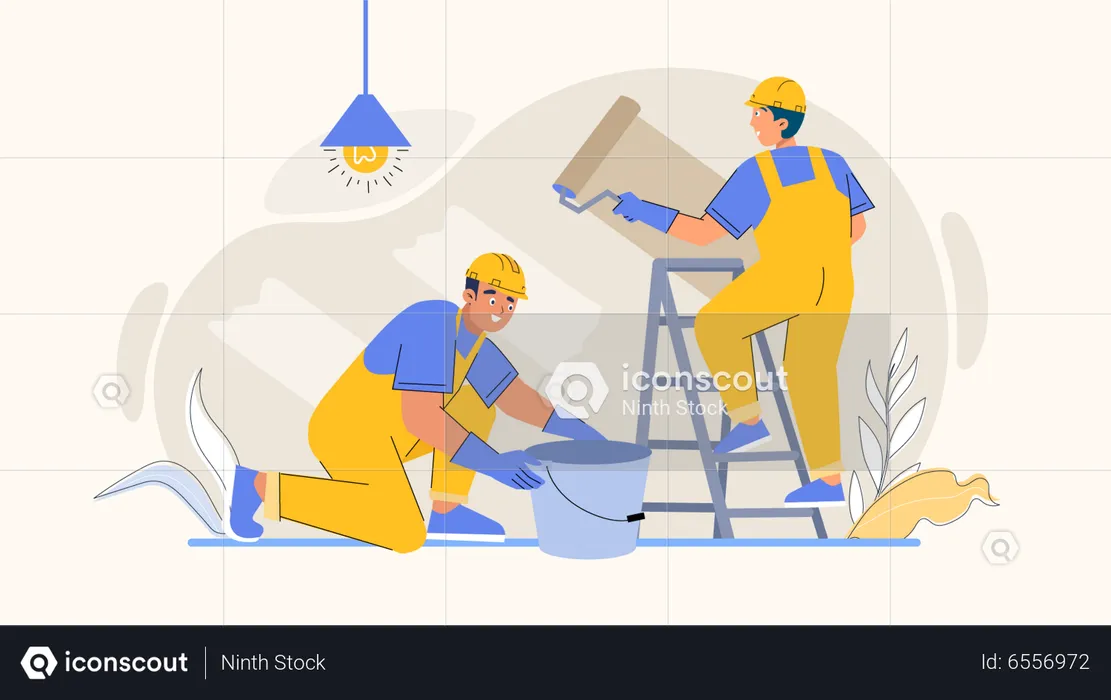Worker painting wall  Illustration