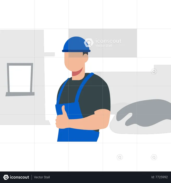 Worker showing thumbs up  Illustration