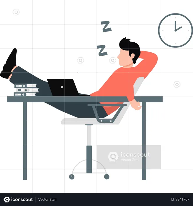 Worker sleeping while break  Illustration