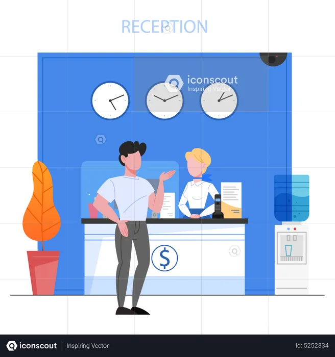 Worker standing at the counter  Illustration