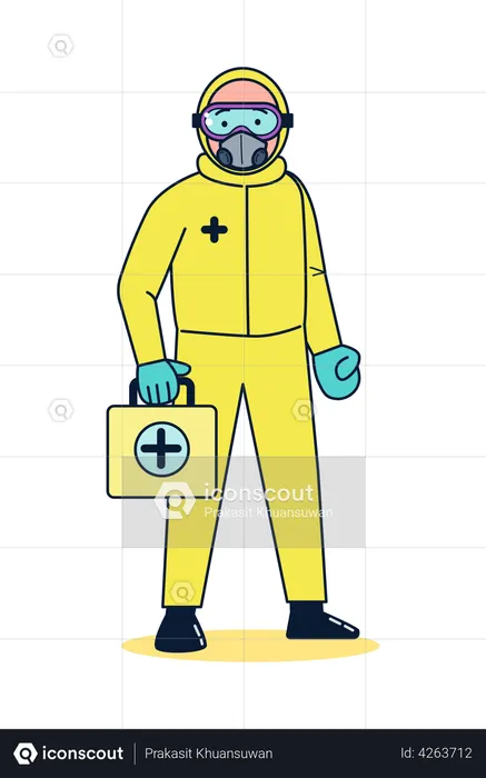 Worker wearing germ-resistant clothing  Illustration
