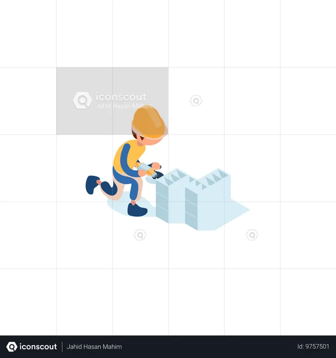 Worker working on wall  Illustration