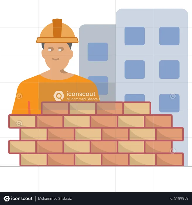 Workers Building Wall  Illustration