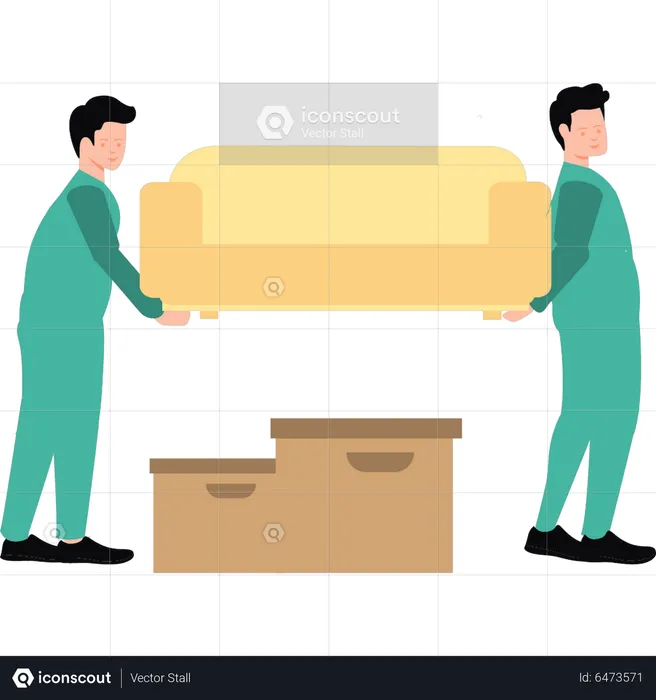 Workers carry sofa  Illustration