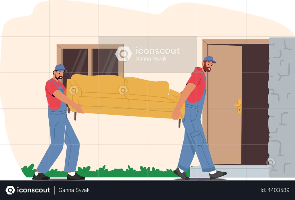 Workers Carry Sofa  Illustration