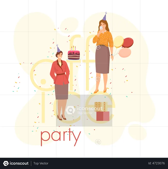 Workers celebrating birthday together  Illustration