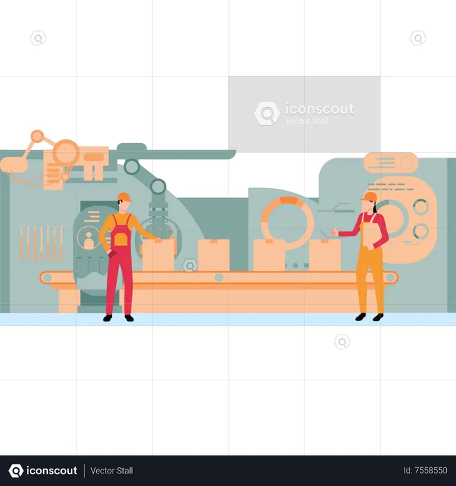 Workers working in factory  Illustration