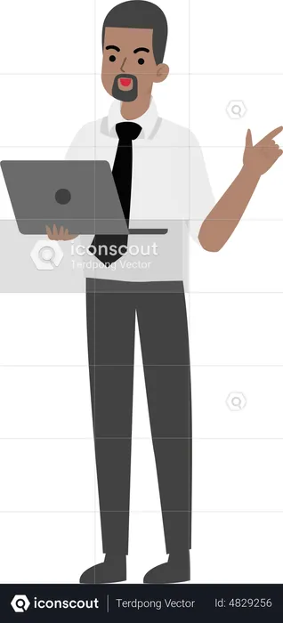Working Businessman on laptop  Illustration