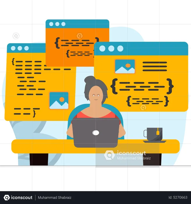 Working female software developer  Illustration
