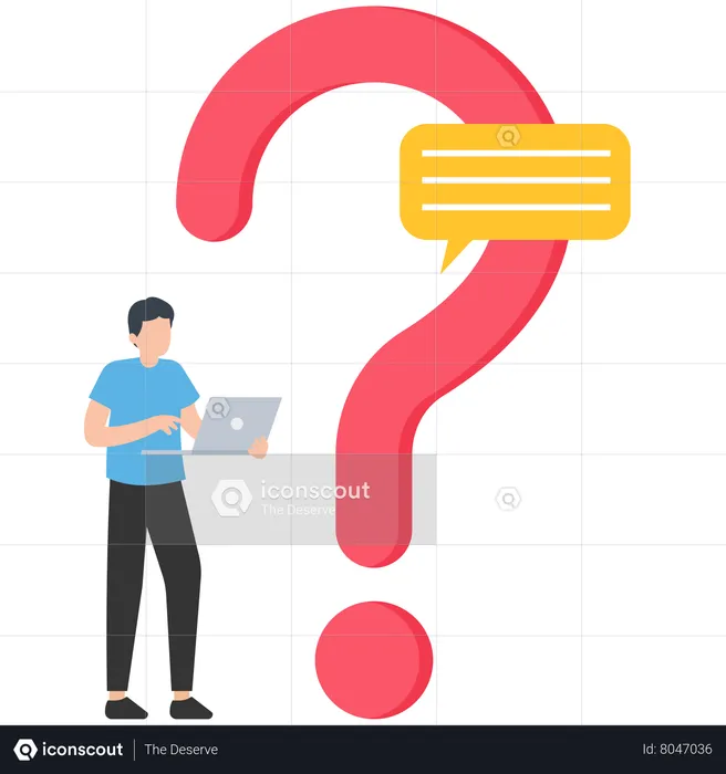 Working man having faq  Illustration