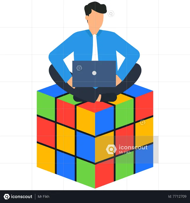 Working man solving business problem  Illustration