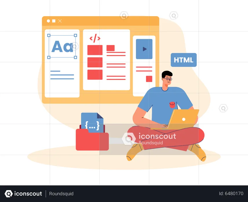 Working website developer  Illustration