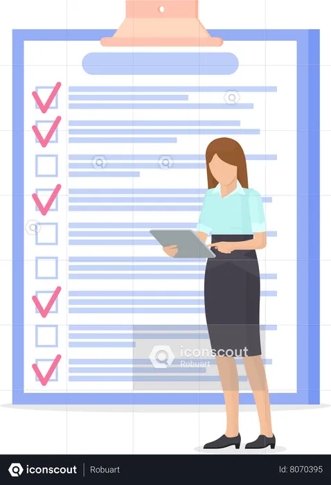 Working woman with schedule list  Illustration