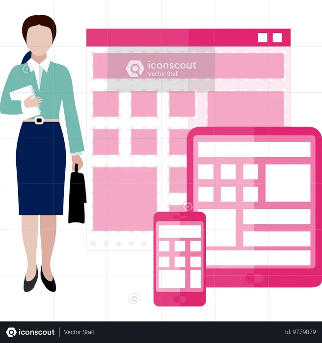 Working women made business graphs  Illustration