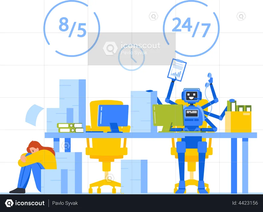 Workload comparison between humans and robots  Illustration