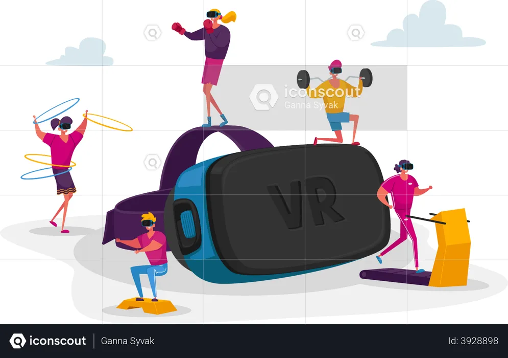 Workout using VR technology  Illustration