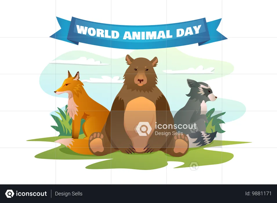 World Animals Day  Illustration