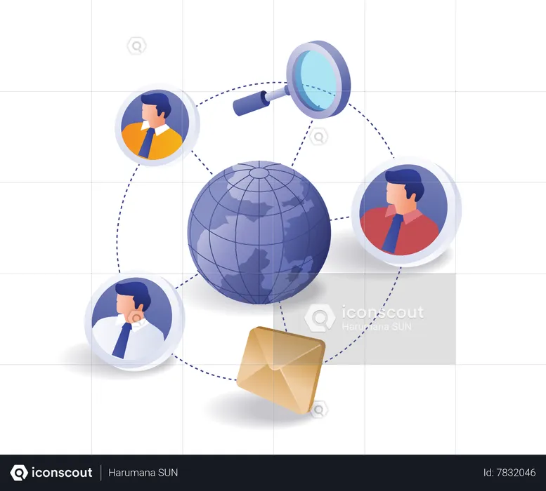 World business team network  Illustration