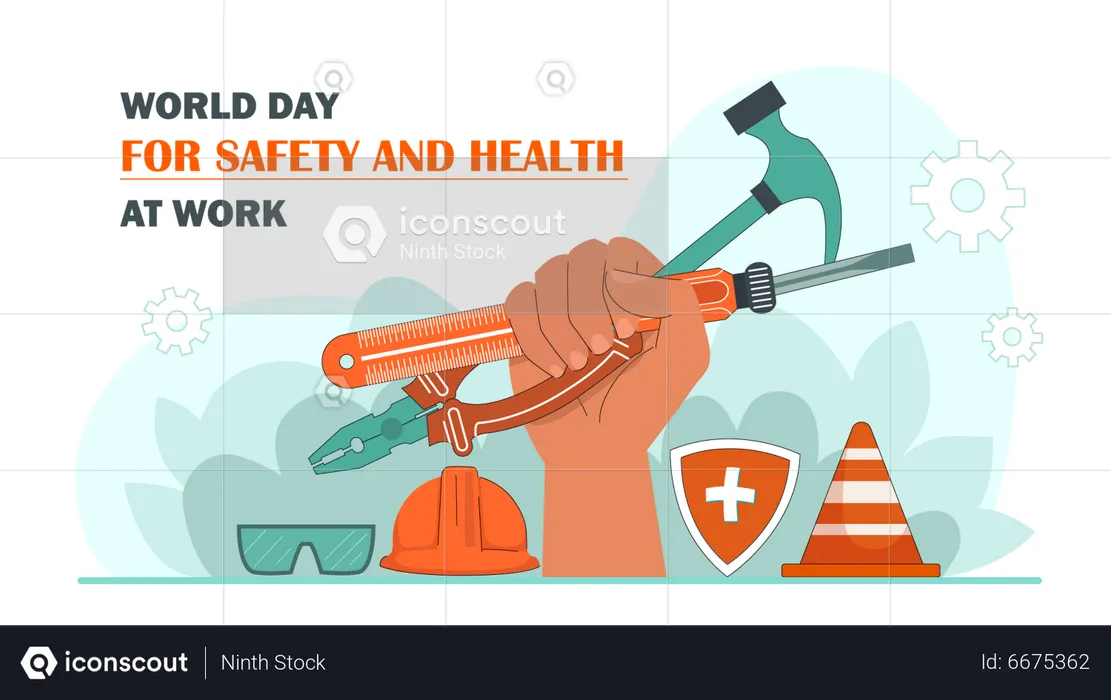 World day of safety and health at work  Illustration