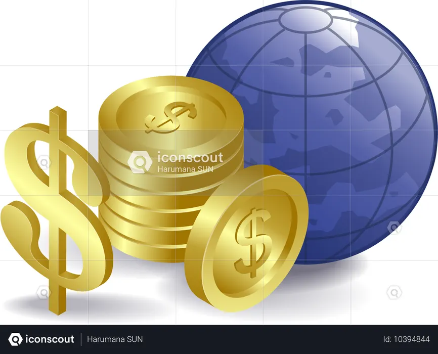 World dollar coins  Illustration