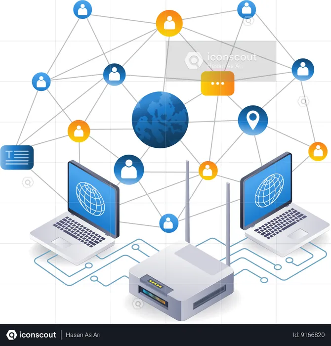 World internet usage network  Illustration