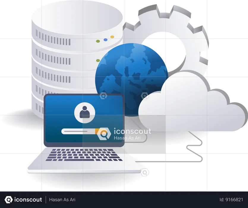World management cloud server personal data  Illustration