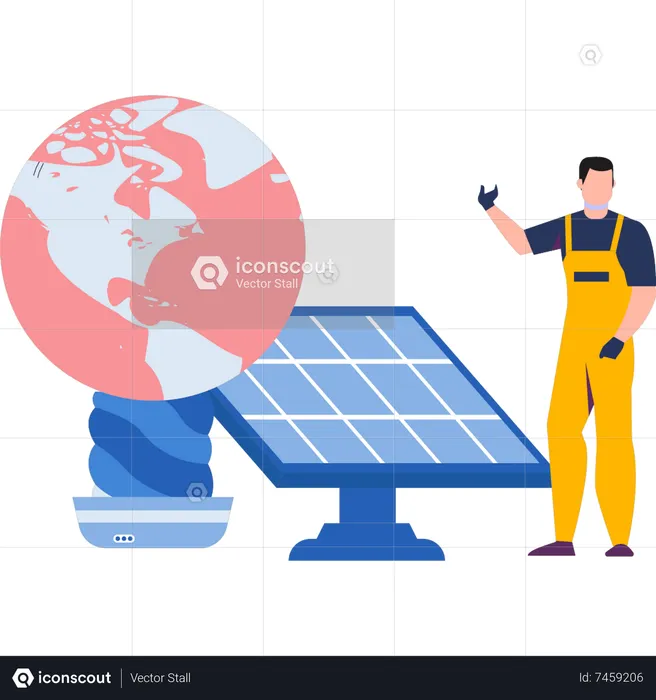 World runs on solar panels  Illustration