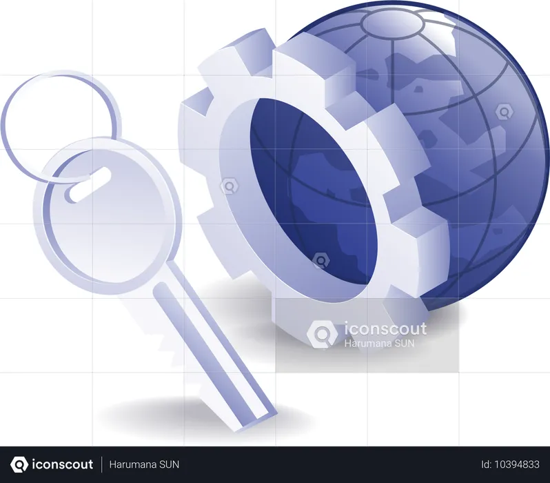 World security automatic lock and gear  Illustration