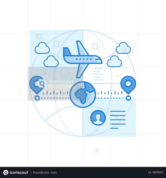 World Tour In Flight With Person Details  Illustration