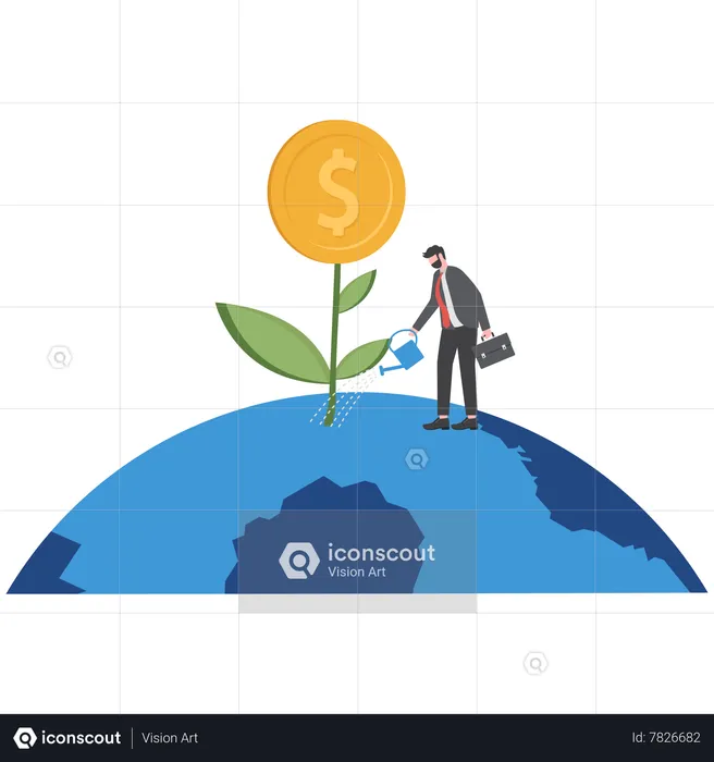 Worldwide company profit growth  Illustration